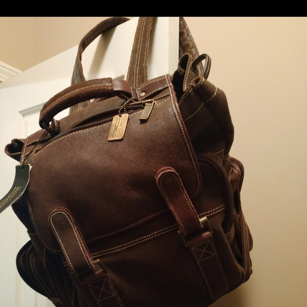 Claire Chase Sierra Backpack Brown Laptop Bag Rucksack Leather